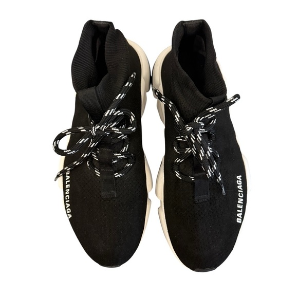 Balenciaga Black and White Speed Trainers - Picture 5 of 9